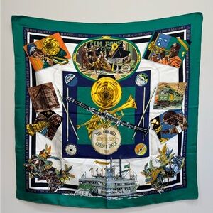 HERMES The Original New Orleans Creole Jazz 1923 Silk Scarf Lois Dubigeon 90cm